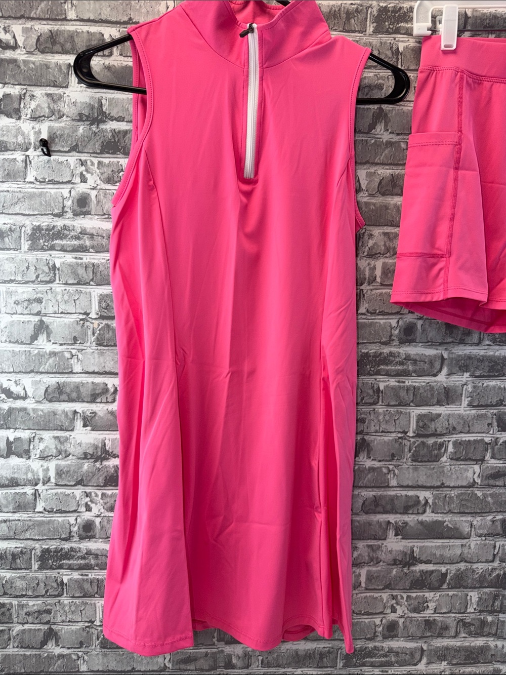 Bright Hot Pink Sleeveless Sport Dress with Matching Shorts - Picture 2 of 9